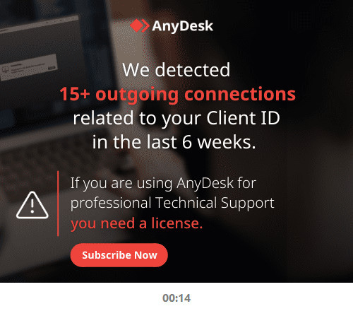 Anydesk commercials are detected